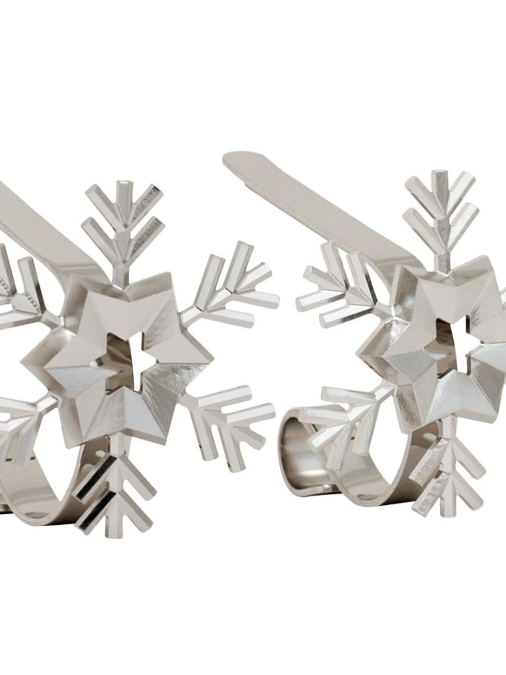 MantleClip Stocking Holders with Removable ZINC Alloy Holiday Icons 2-Pack Snowf